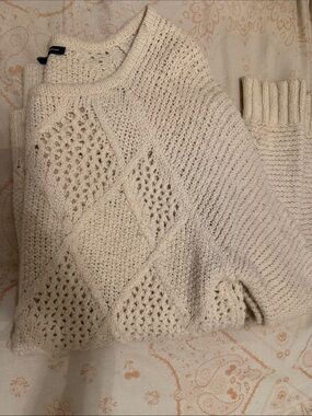 Cozy Cream Open-Knit Diamond Sweater